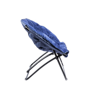 Steel Double Dish Folding Chair with High Gloss Black Frame, Blue