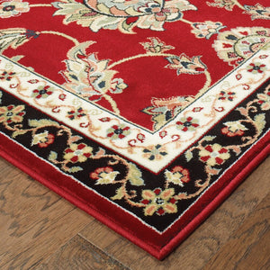 Claude Floral Traditional Red Soft Area Rug