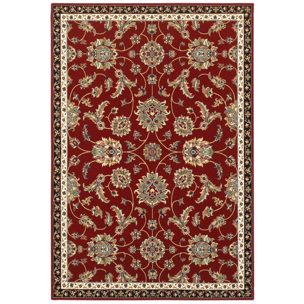 Claude Floral Traditional Red Soft Area Rug