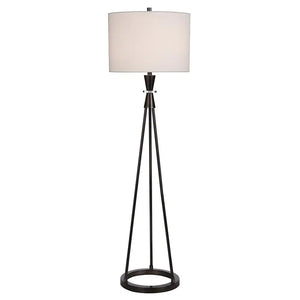 StyleCraft Accolti Round Black Nickel Metal Floor Lamp with Crystal Accent