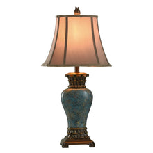 StyleCraft Blue and Gold Table Lamp - Taupe Fabric Shade