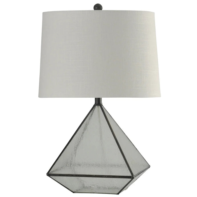 StyleCraft Burke Bronze Table Lamp - White Hardback Fabric Shade