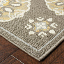 Floral Gray/Grey/Gold Indoor-Outdoor Area Rug