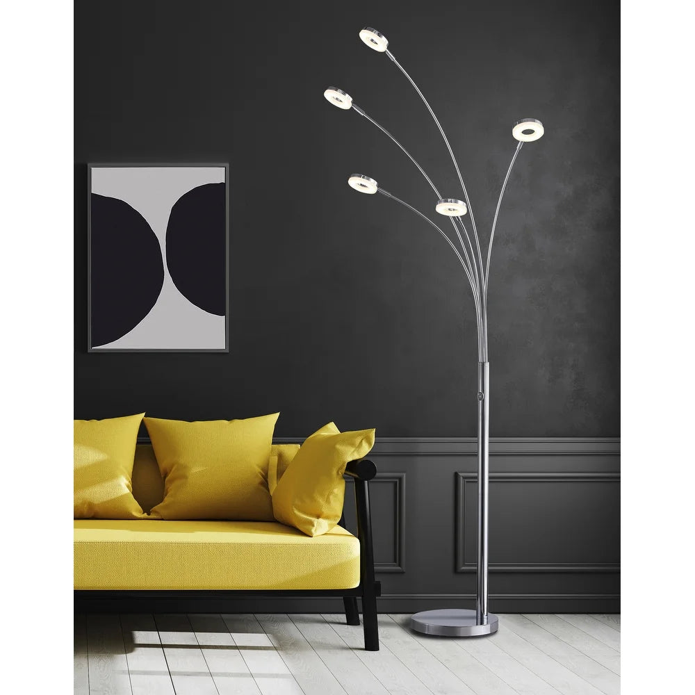 Super Bright LED 5-Arched Floor Lamp with Touch Dimmer, 73