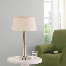 Swanson Off-White+Matte Gold 1-Light Metal/Fabric Drum Shade Table Lamp