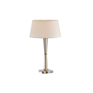 Swanson Off-White+Matte Gold 1-Light Metal/Fabric Drum Shade Table Lamp