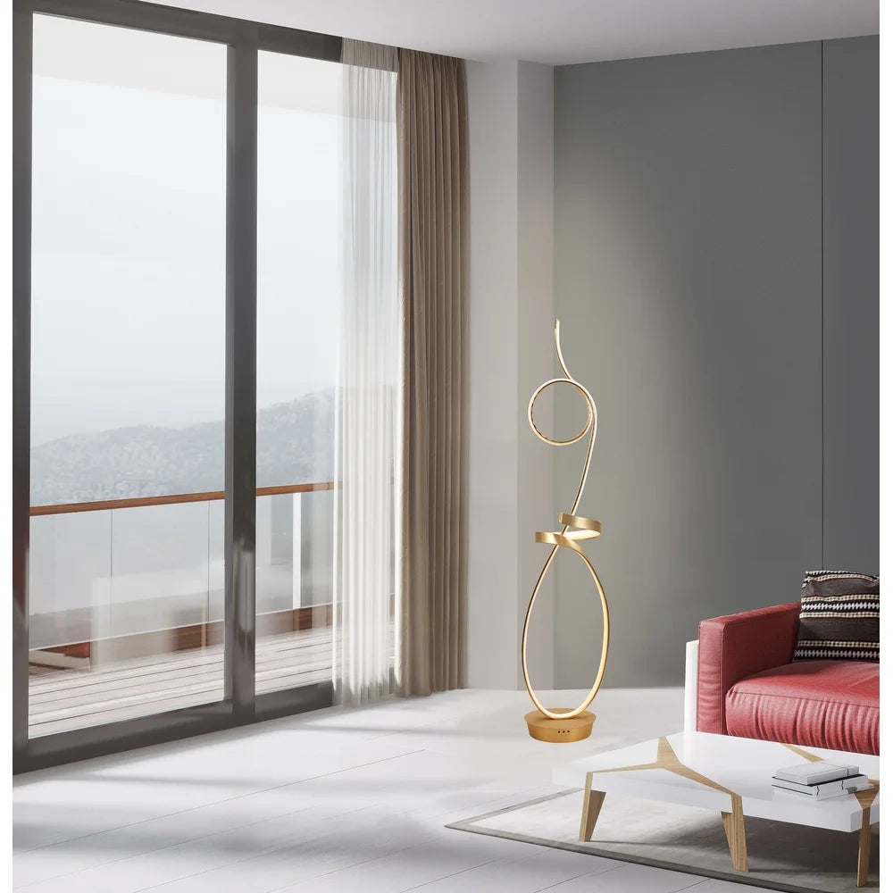 Symphonie 68W Unique Modern Design Led Floor Lamp, Anodize Gold - 63