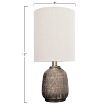 Terracotta Table Lamp with Metallic Glaze & Linen Shade (Set of 2)