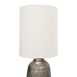 Terracotta Table Lamp with Metallic Glaze & Linen Shade (Set of 2)