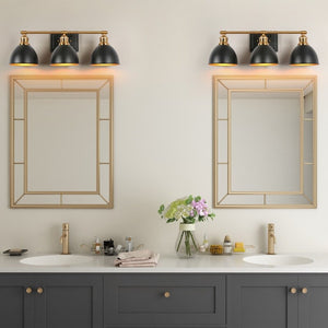 Tetty Modern Industrial Black Gold Bathroom Vanity Light 3-Light Metal Wall Sconces for Powder Room