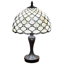 Tiffany Style Table Lamp Jeweled Beaded 19" Tall Stained Glass White Stains Bedroom Office Handmade AM120TL12B Amora Lighting