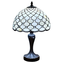 Tiffany Style Table Lamp Jeweled Beaded 19" Tall Stained Glass White Stains Bedroom Office Handmade AM120TL12B Amora Lighting