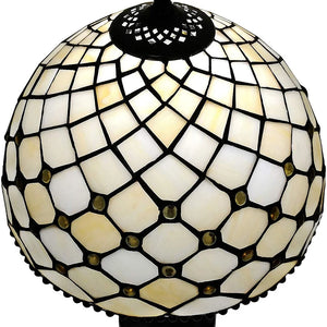 Tiffany Style Table Lamp Jeweled Beaded 19" Tall Stained Glass White Stains Bedroom Office Handmade AM120TL12B Amora Lighting