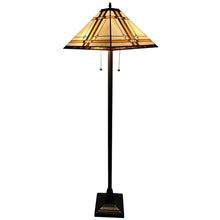 Tiffany Style Floor Lamp Mission 61" Tall Stained Glass AM1053FL17 Amora Lighting - Brown