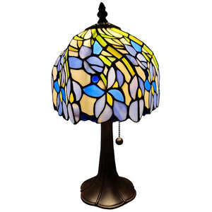 Tiffany Style Mini Accent Lamp 15" Tall Stained Glass Purple Floral Iris Flower Bedroom Handmade Gift AM1076TL08B Amora Lighting