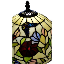 Tiffany Style Table Lamp 19" Tall Stained Glass White Flower Butterfly Nightstand Bedroom Handmade AM061TL12B Amora Lighting