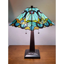 Tiffany Style Table Lamp 20" Tall Stained Glass White Decor Nightstand Bedroom Handmade Gift Amora Lighting