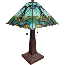 Tiffany Style Table Lamp 20" Tall Stained Glass White Decor Nightstand Bedroom Handmade Gift Amora Lighting