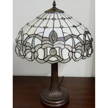 Tiffany Style Table Lamp 24" Tall Stained Glass White Grey Jeweled Beads Decor Bedroom Handmade Gift AM293TL16B Amora Lighting