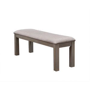 Titanic Furniture Cavalier Gray Wood Bench Upholstered with Light Gray Linen Weave