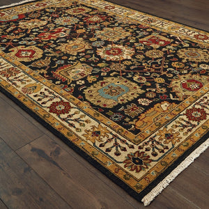 Handmade Wool Traditional Black/ Ivory Soft Area Rug