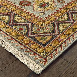 Handmade Wool Traditional Blue/ Gold Soft Area Rug