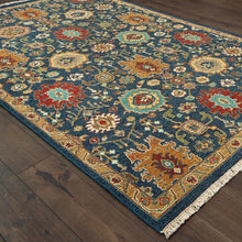 Handmade Wool Traditional Blue/ Rust Soft Area Rug