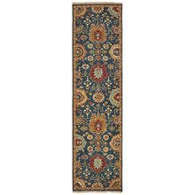 Handmade Wool Traditional Blue/ Rust Soft Area Rug