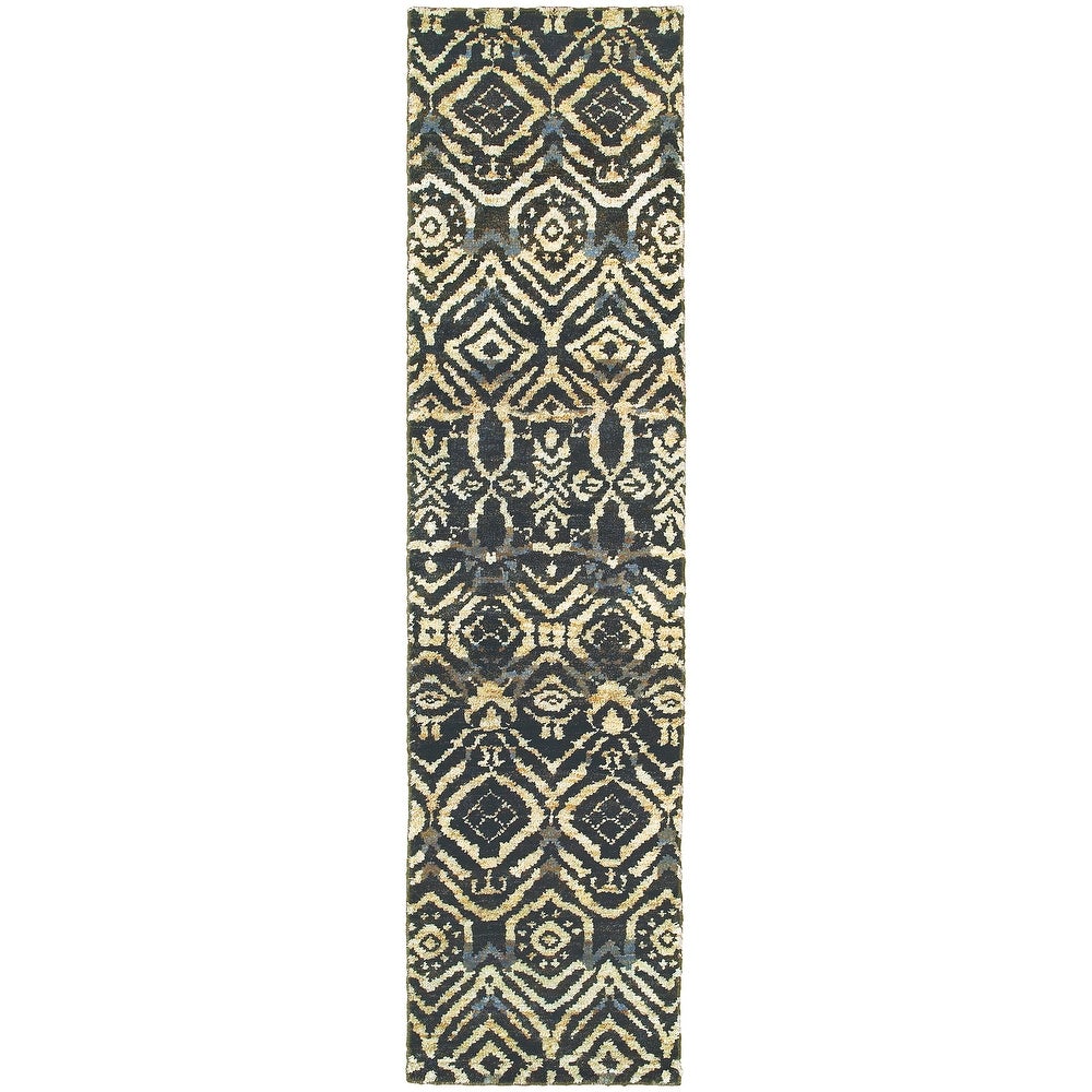 Ansley Batik Trellis Black/ Beige Handmade Jute Soft Area Rug