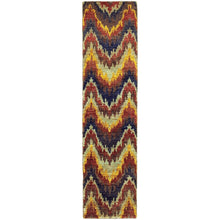 Ansley Ikat Chevron Red/ Gold Soft Area Rug