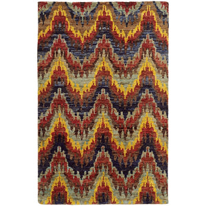 Ansley Ikat Chevron Red/ Gold Soft Area Rug
