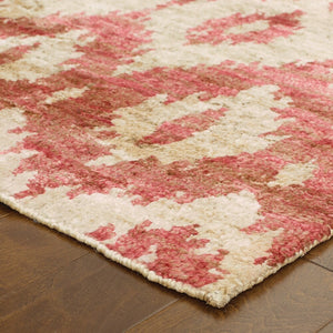 Ansley Ikat Diamond Red/ Gold Soft Area Rug