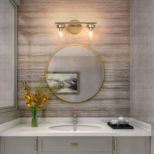 Ciare Mid-century Modern Gold Bathroom Vanity Light 2-light LED with Globe Glass Wall Sconces - L 14"x W 6.5"x H 8"