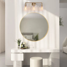 Transitional Glass Bathroom Vanity Lights 3-light Wall Sconce Rose Gold with Clear Bell Glass Shade