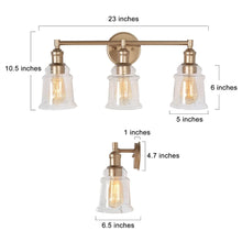 Transitional Glass Bathroom Vanity Lights 3-light Wall Sconce Rose Gold with Clear Bell Glass Shade