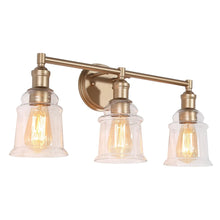 Transitional Glass Bathroom Vanity Lights 3-light Wall Sconce Rose Gold with Clear Bell Glass Shade