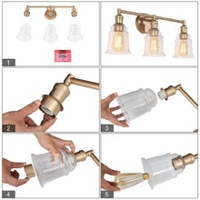 Transitional Glass Bathroom Vanity Lights 3-light Wall Sconce Rose Gold with Clear Bell Glass Shade