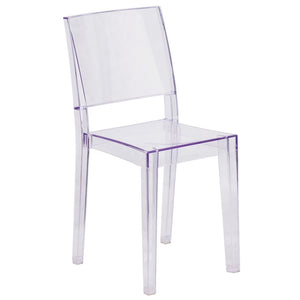 Transparent Stacking Side Chair - Armless Side Chair - Resin Stack Chair - 16.25"W x 20"D x 34"H