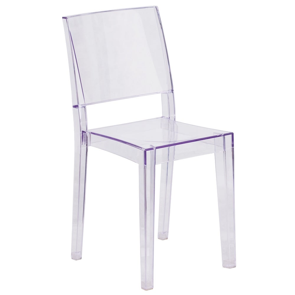Transparent Stacking Side Chair - Armless Side Chair - Resin Stack Chair - 16.25