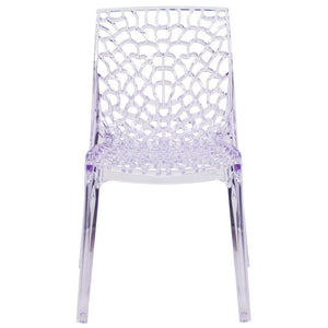 Transparent Stacking Side Chair with Artistic Pattern Design - 20.5"W x 22"D x 32"H