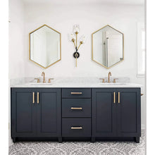 Turin Modern Clear Glass Wall Sconces Brass & Black Bathroom Vanity Lighting, 3-Light - Brass & Black