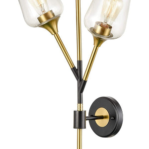 Turin Modern Clear Glass Wall Sconces Brass & Black Bathroom Vanity Lighting, 3-Light - Brass & Black