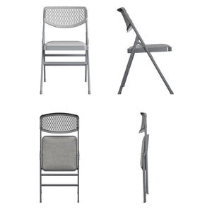 Ultra Comfort Commercial XL Premium Fabric Padded Folding Chair, ANSI/BIFMA 300 lb. Weight Rating, Triple Braced, Gray, 2-Pack