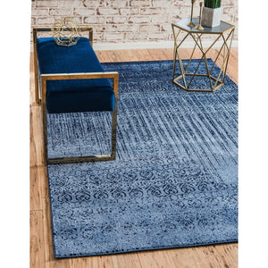 Modern Distressed Blue Soft Area Rug