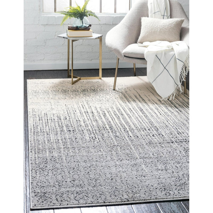 Modern Distressed Grey Soft Area Rug