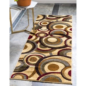 Contemporary Beige Burgundy Multi-color Area Rugs