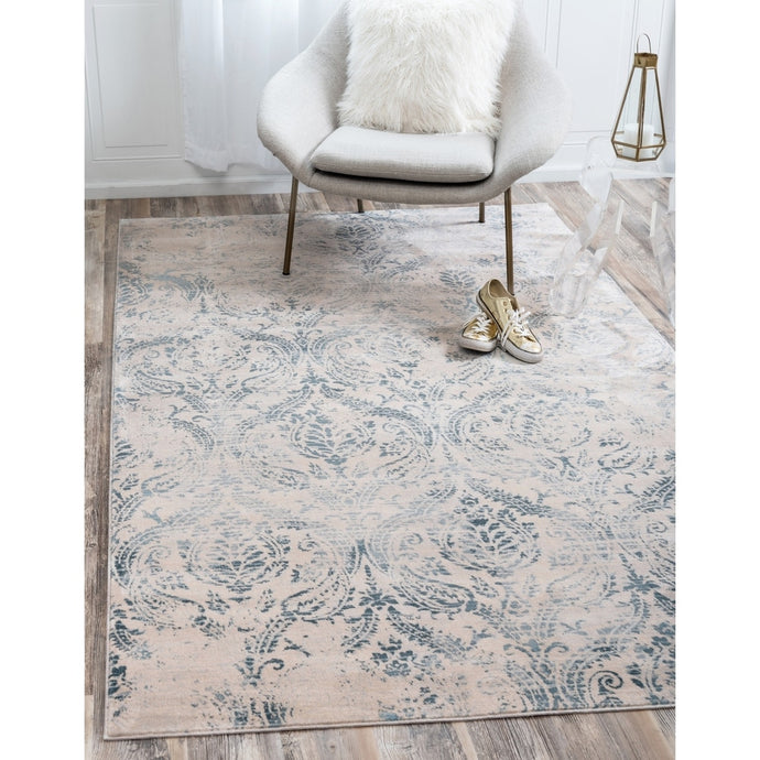 Abstract Pattern Muted Blue Soft Area Rug