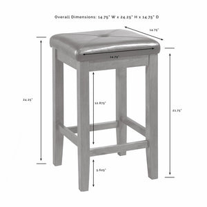 Upholstered Square Seat Backless Counter Stool - 24 in. - Set of 2