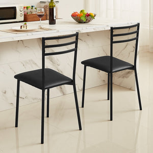 VECELO Modern Dining Chairs Set of 2 with Faux Leather Seat, Black