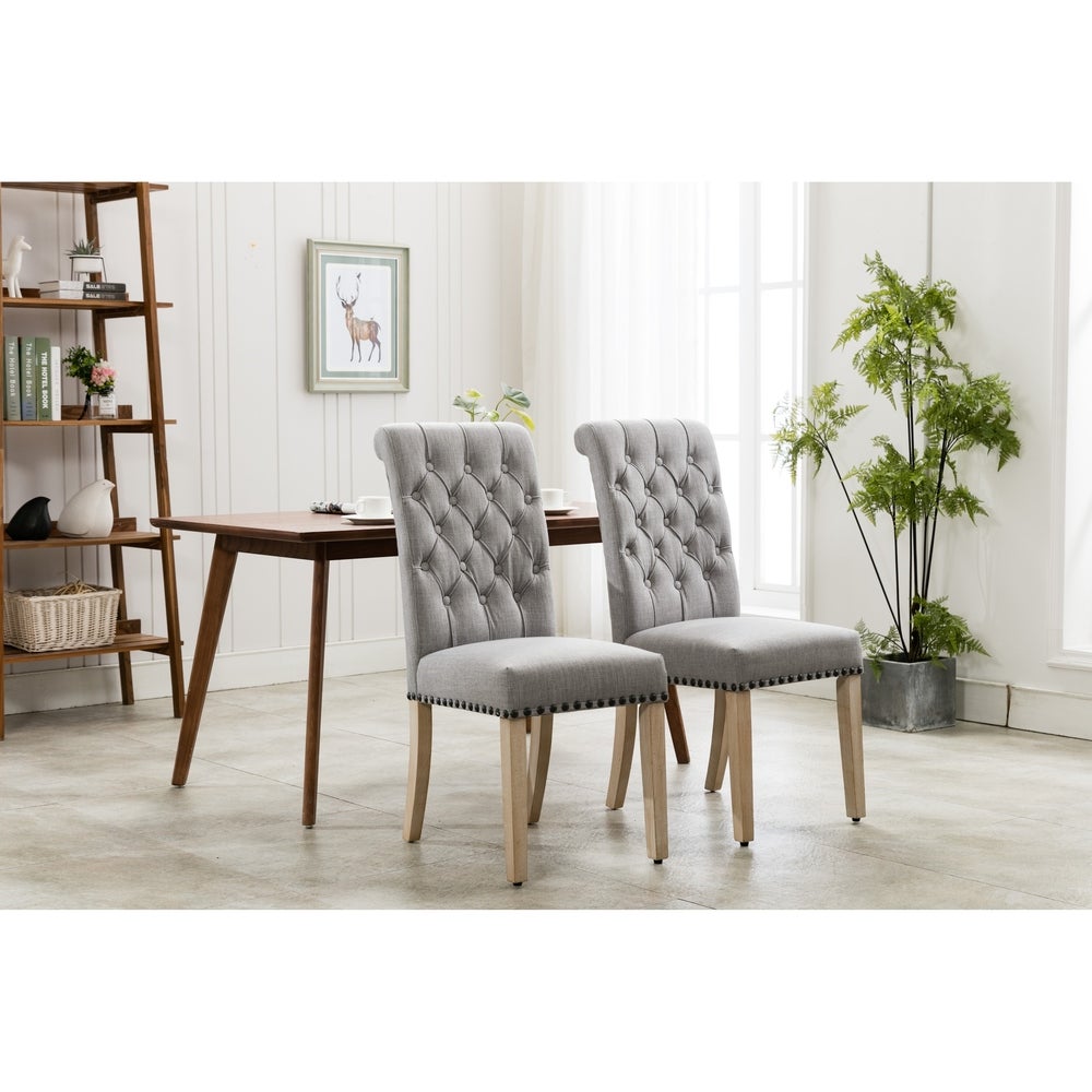 Copper Grove Amparo Tan Tufted Upholstered Armless Wood Chairs (Set of 2)